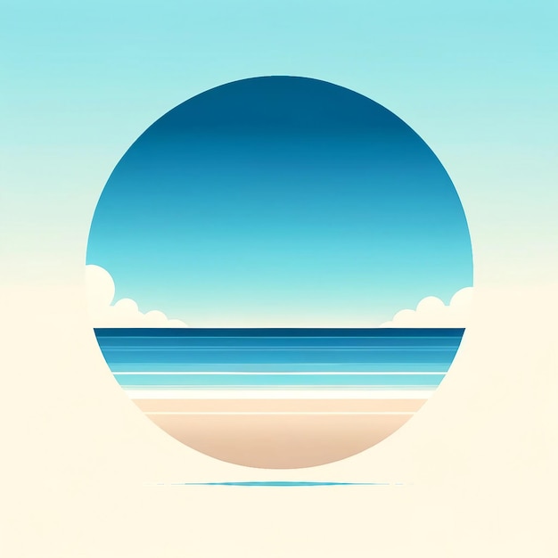 Vector escena minimalista de la playa océano sereno