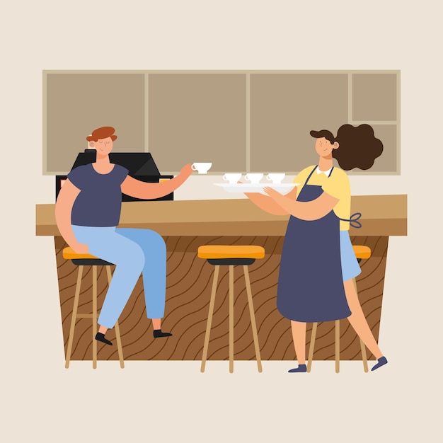 escena moderna del bar de la cafetería