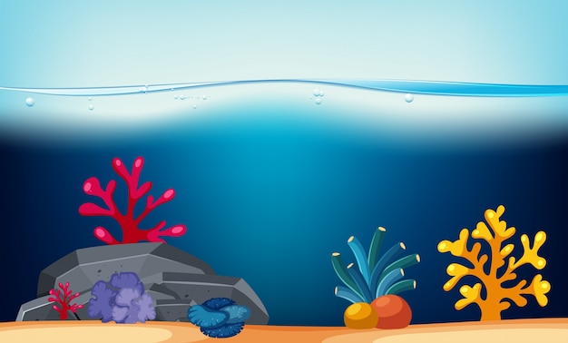 Vector escena de la naturaleza con arrecife de coral bajo el agua