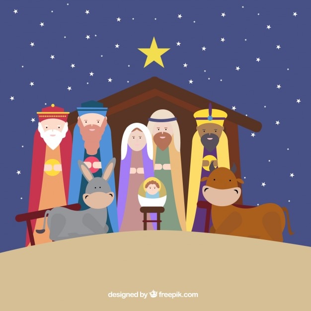 Escena de navidad flat