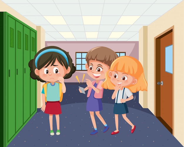 Escena con niño intimidando a su amigo en la escuela