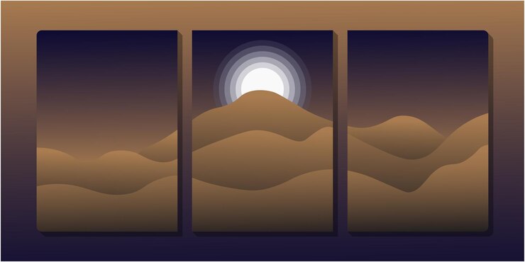 escena nocturna del desierto con una luna brillante