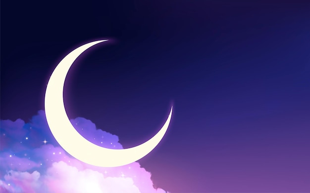 Vector escena nocturna de la luna violeta surrealista 3d
