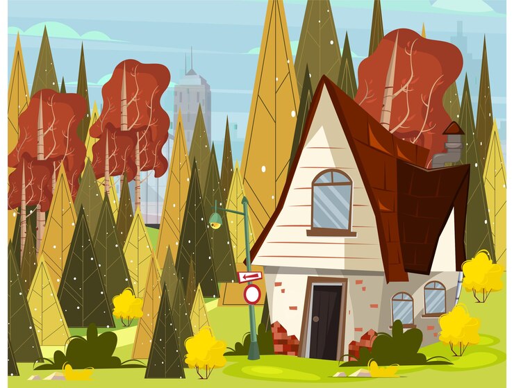 Escena de otoño Una casa encantadora enclavada entre árboles de colores en un entorno de bosque vibrante