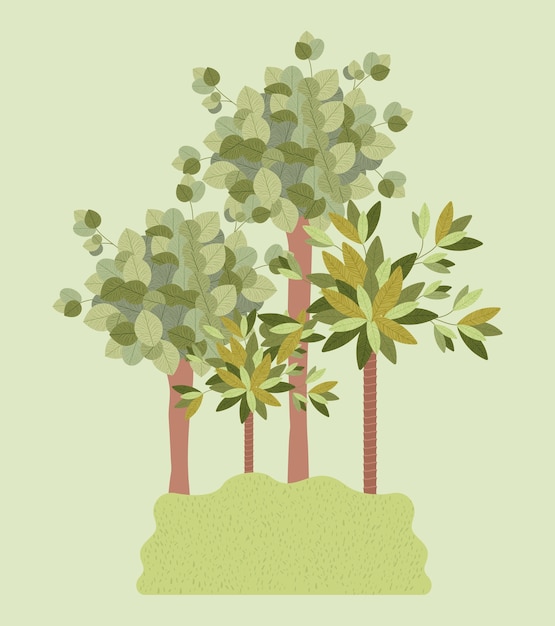 Vector escena de paisaje de bosque natural