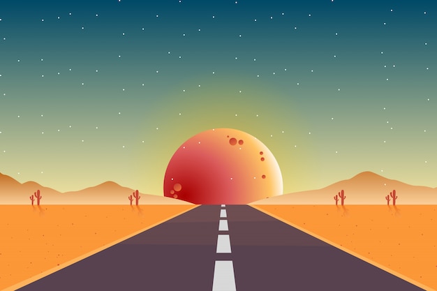 Vector escena del paisaje del desierto