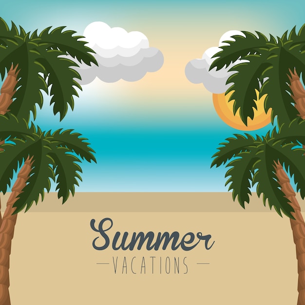 Vector escena del paisaje marino de vacaciones de verano