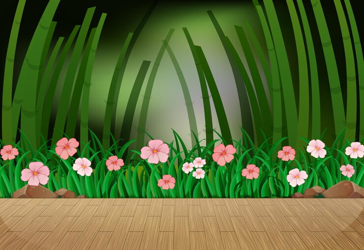 Vector escena de paisaje de naturaleza vacía con fondo borroso