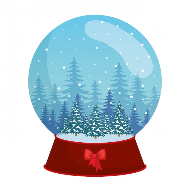 Vector escena de paisaje nevado del día en navidad esfera