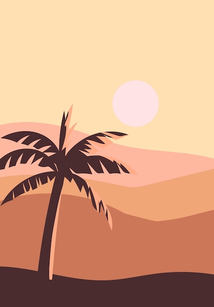 Escena de paisaje con picos de montañas, colinas, lagos, fondo de ilustración vectorial