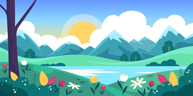 Escena del paisaje de primavera