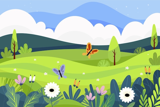 Escena del paisaje de primavera