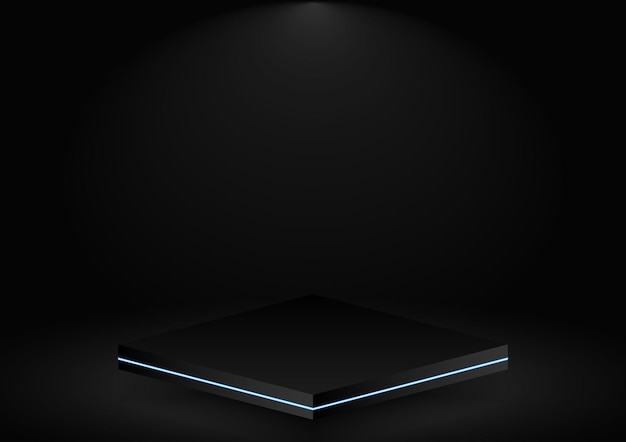 Escena de pedestal de neón azul moderno para vector de exhibición de producto