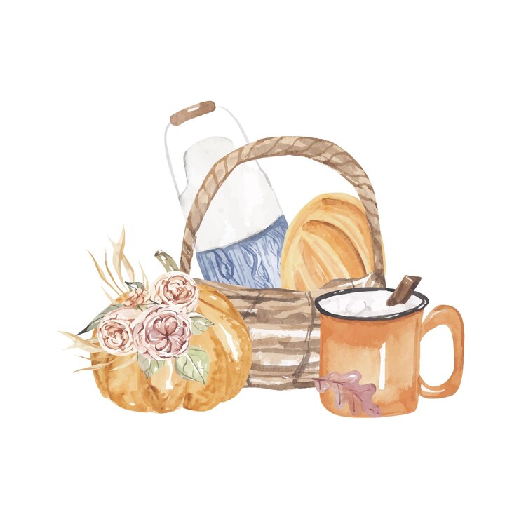 Escena de picnic de otoño de acuarela