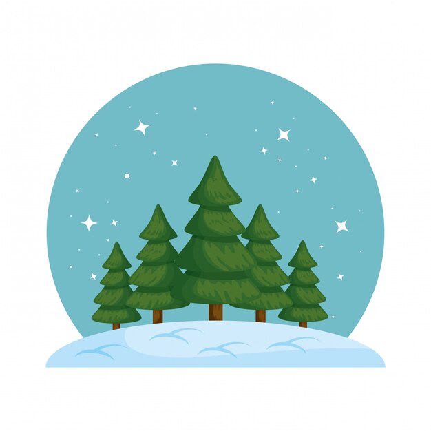 Escena de pinos bosque bosque icescape