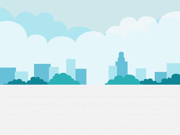 escena de piso ciudad nube azul cielo paisaje espacio vista de fondo diseño de ilustración