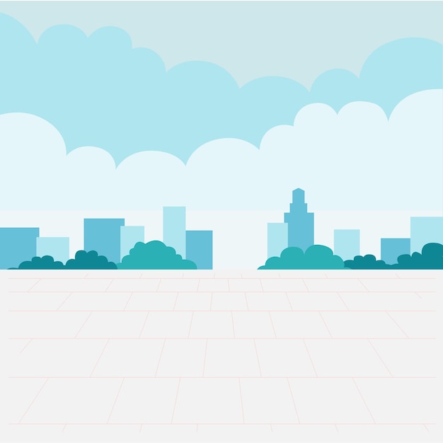 escena de piso ciudad nube azul cielo paisaje espacio vista de fondo diseño de ilustración