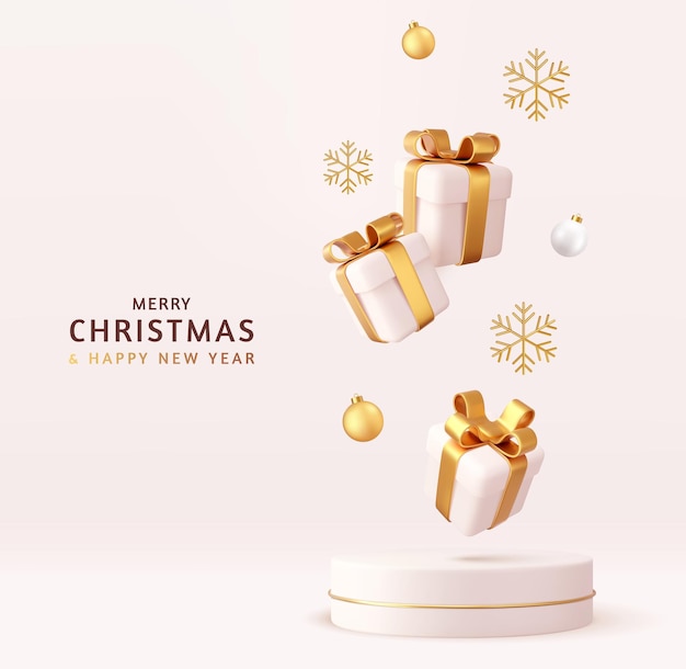 Escena de podio de producto de estilo navideño 3d