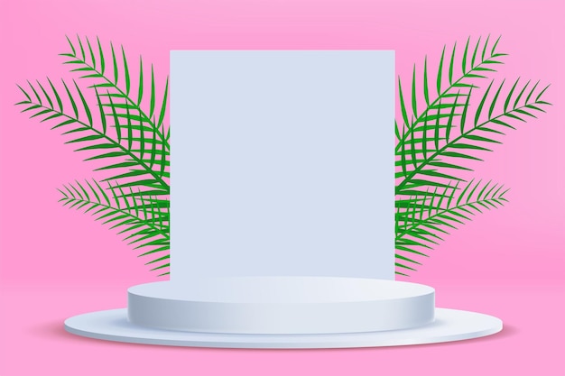 Escena de renderizado realista 3d con pantalla de podio de producto ilustración vectorial