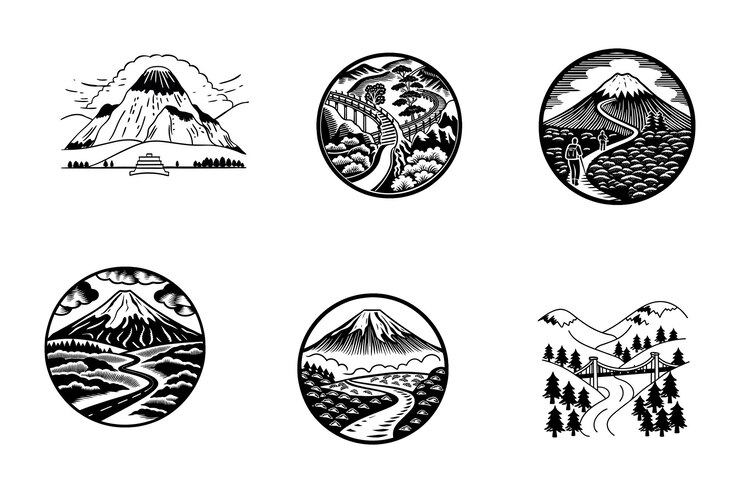 Vector escena de sendero de montaña svg