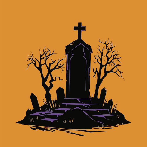 Vector una escena de silueta inquietante para el ambiente de halloween