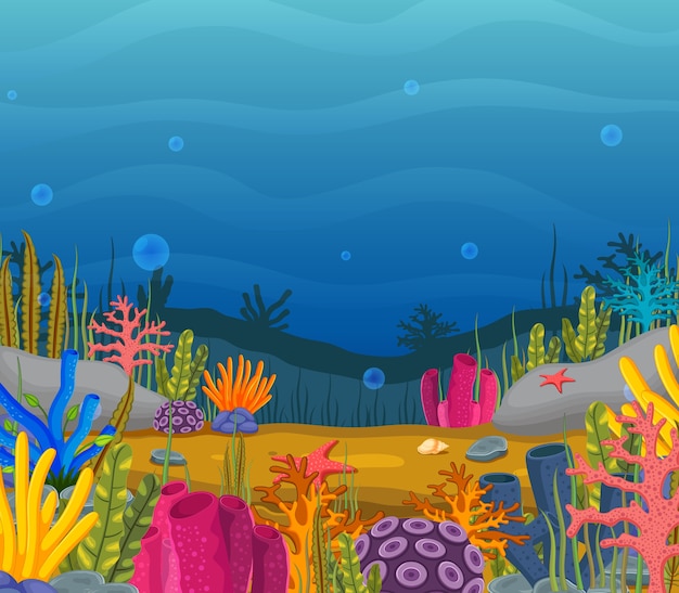 escena submarina con arrecife de coral tropical