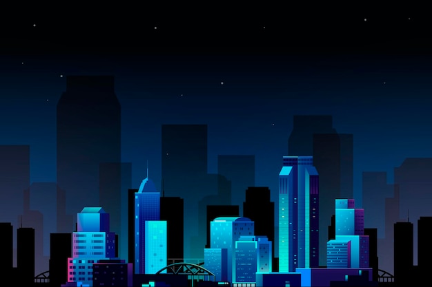 Escena urbana en vector de fondo nocturno