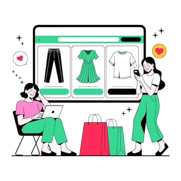 Escena vectorial de compras en línea de ShopEasy