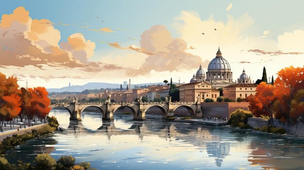 Vector escena vectorial realista de roma sobre un fondo blanco