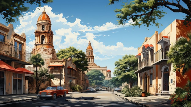 Escena vectorial realista de san antonio sobre un fondo blanco