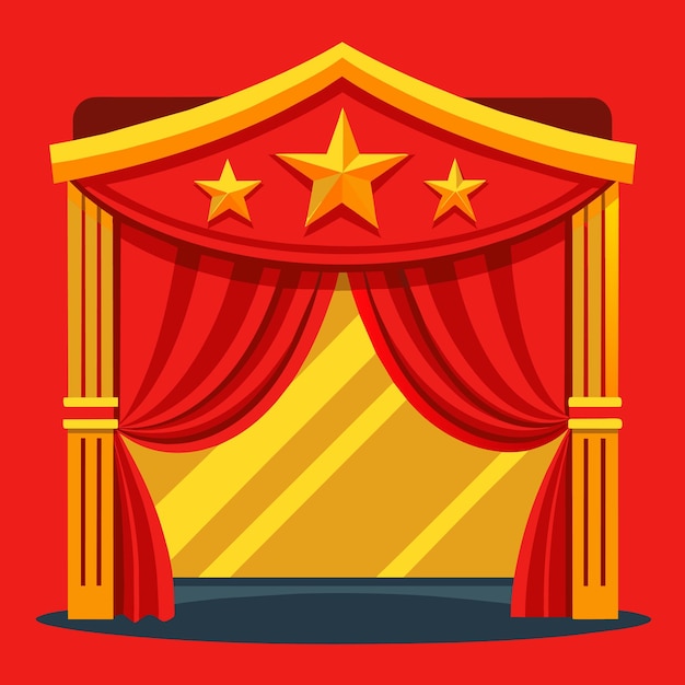 Vector escenario con cortina roja y caída de confeti ilustración vectorial