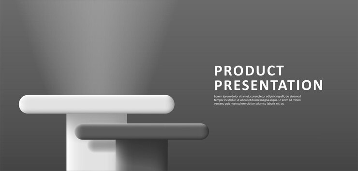 Vector escenario de exhibición en forma de pilar de podio de producto blanco y negro
