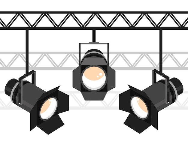 Vector escenario con focos colgantes.