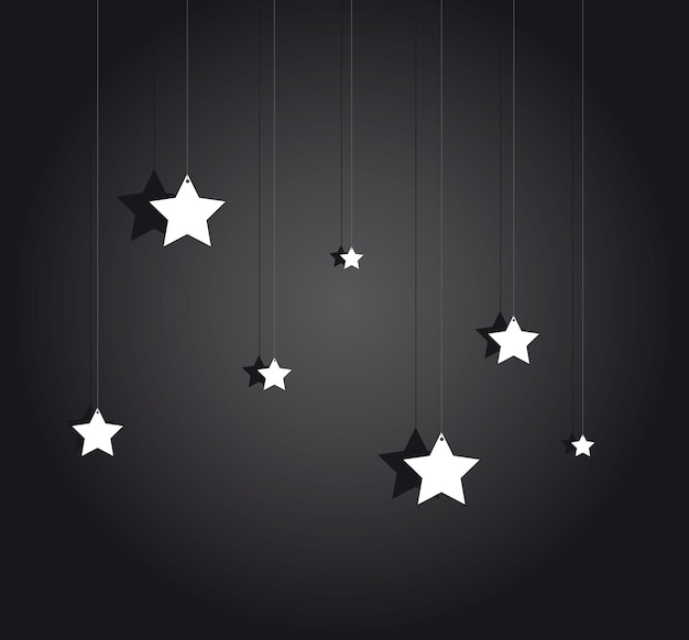 Escenario nocturno con estrellas colgantes