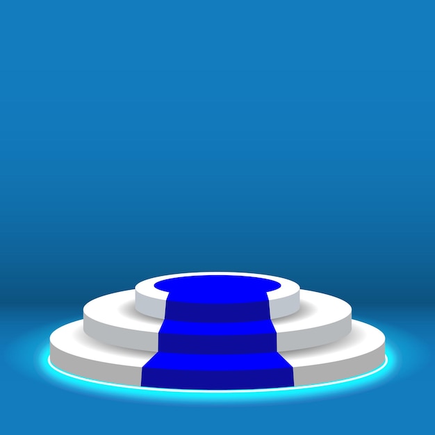 Escenario de podio con neón azul chispeante