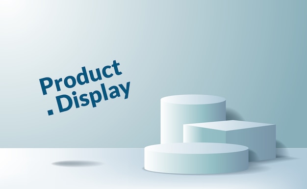 Escenario de podio con pedestal de cubo y cilindro 3d para publicidad de colocación de productos