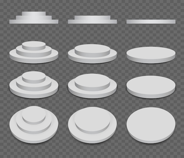 Escenario redondo, podio de presentación de producto con sombra transparente