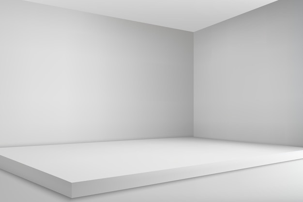 Escenario vacío realista 3d sobre fondo de sala de exposición maqueta de presentación de producto