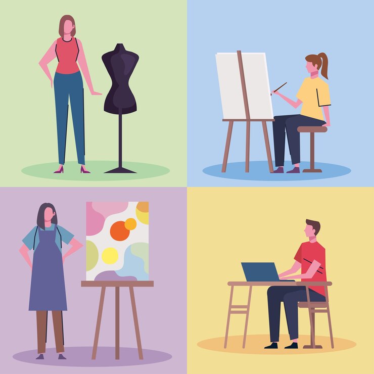 Vector escenas de artistas