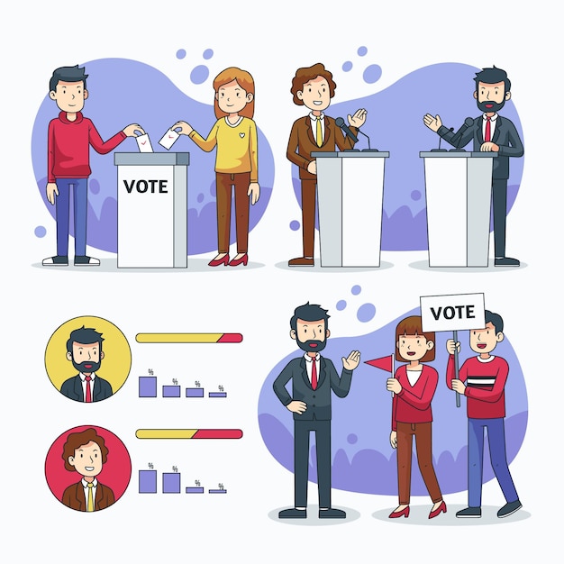 Vector escenas de campaña electoral