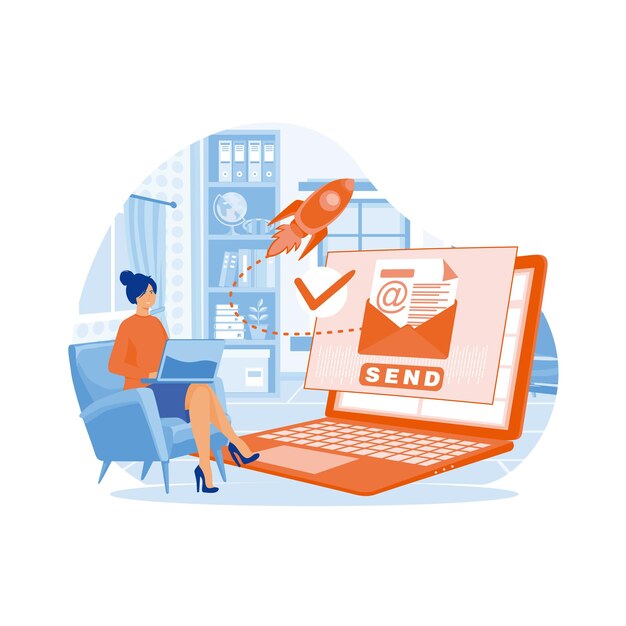 Escenas de promoción y marketing por correo electrónico.