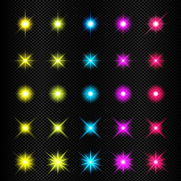 Escintilla de color vectorial libre y destello de la lente conjunto grande