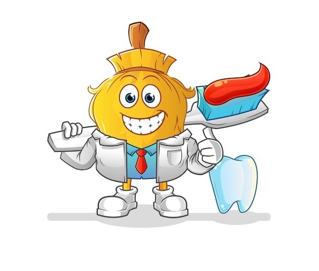 Escoba dentista ilustración vector de caracteres