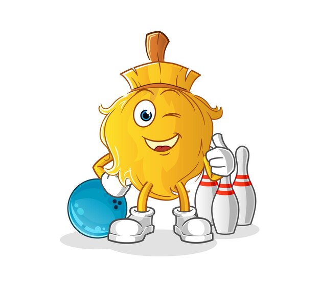 Escoba jugar bolos ilustración vector de caracteres