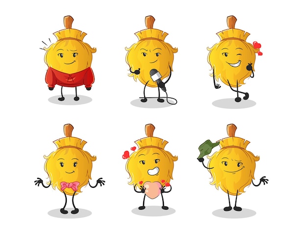 Escoba personaje del grupo de cultura coreana. mascota vectorial