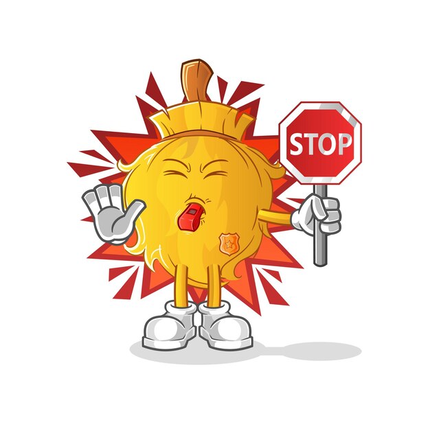 Escoba con señal de stop. vector de mascota de dibujos animados