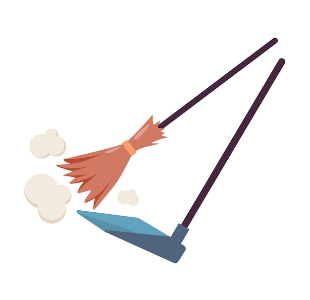 escobas cucharadas símbolo de limpieza ilustración vectorial
