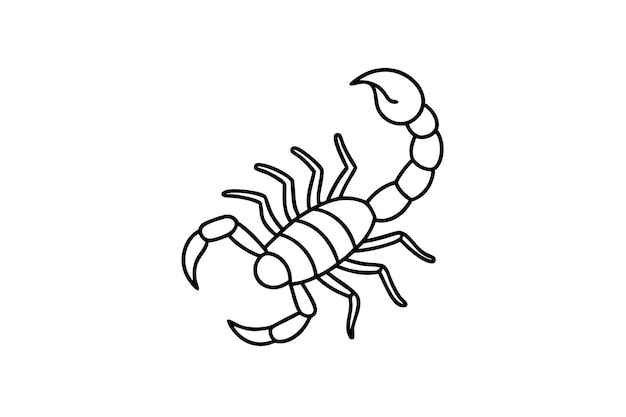 Escorpión en estilo simple de garabateo sobre fondo blanco