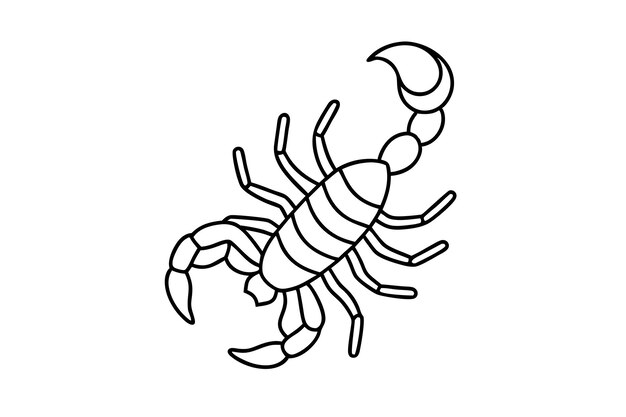 Escorpión en estilo simple de garabato sobre fondo blanco