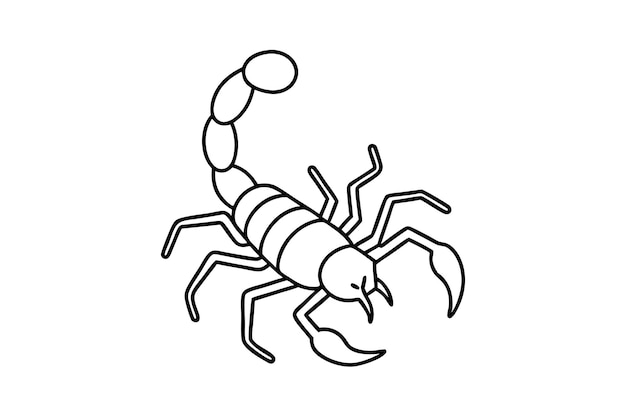 Escorpión en estilo simple de garabato sobre fondo blanco